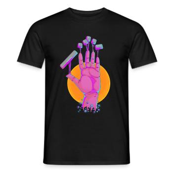 Gamerhand PC - Men's T-Shirt - black - Front - AI Model Male 178 light (178cm)