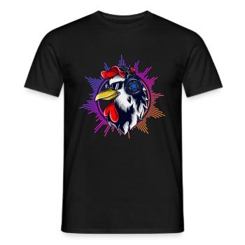 Lustiger Hühner Dj mit Sonnenbrille Musik - Männer T-Shirt - Schwarz - Vorne - AI Model Male 178 light (178cm)