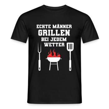 Echte Männer Grillmeister Grill Grillen Geschenk - Männer T-Shirt - Schwarz - Vorne - AI Model Male 178 light (178cm)