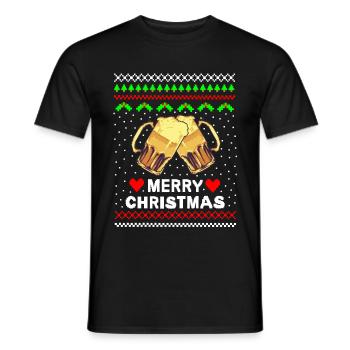 Hässlicher Weihnachtspullover ugly christmas Bier - Männer T-Shirt - Schwarz - Vorne - AI Model Male 178 light (178cm)