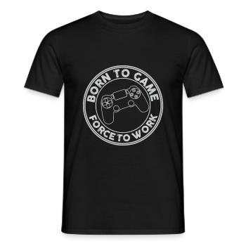Né pour jouer, forcé de travailler. Gaming - T-shirt homme - noir - Devant - AI Model Male 178 light (178cm)