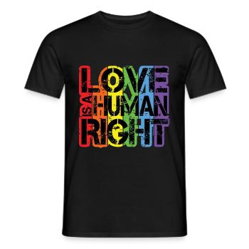 Liebe ist ein Menschenrecht - Regenbogen-LGBT-Herz - Männer T-Shirt - Schwarz - Vorne - AI Model Male 178 light (178cm)
