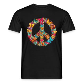 Happy Earth Day Butterfly Peace Sign Colorful - Men's T-Shirt - black - Front - AI Model Male 178 light (178cm)