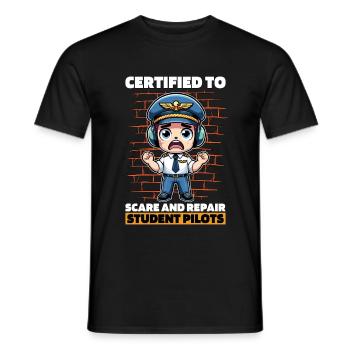 Instructeur de vol certifié pour faire peur à l’école de pilotage - T-shirt homme - noir - Devant - AI Model Male 178 light (178cm)