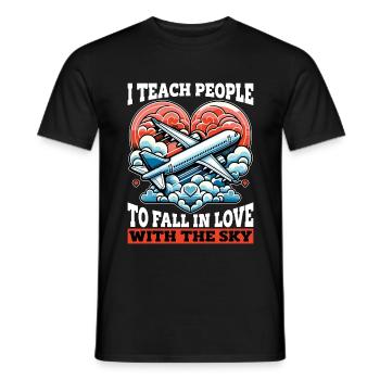 Instructeur de vol J’enseigne aux gens à l’école de pilotage - T-shirt homme - noir - Devant - AI Model Male 178 light (178cm)