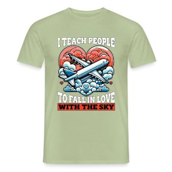 Flight Instructor I Teach People To Pilot School - Men's T-Shirt - sage - Front - AI Model Male 178 light (178cm)