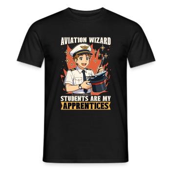 Flight Instructor Aviation Wizard Flight Trainer - Männer T-Shirt - Schwarz - Vorne - AI Model Male 178 light (178cm)