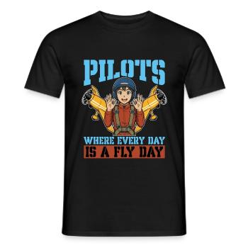 Aerobatic Pilots Where Everyday Is Paragliding - Men's T-Shirt - black - Front - AI Model Male 178 light (178cm)