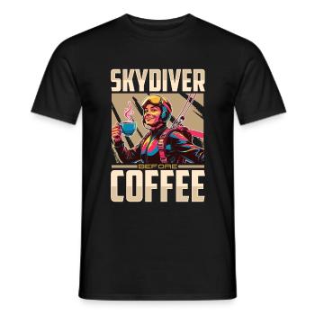 Skydiver Before Coffee Parachuting Coffee Lover - Men's T-Shirt - black - Front - AI Model Male 178 light (178cm)