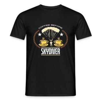 Skydiver Coffee Before Parachuting Coffee Lover - Men's T-Shirt - black - Front - AI Model Male 178 light (178cm)