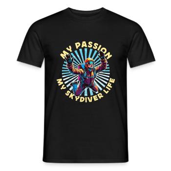 Parachutiste Ma passion Mon parachutiste adore le Base Jump - T-shirt homme - noir - Devant - AI Model Male 178 light (178cm)