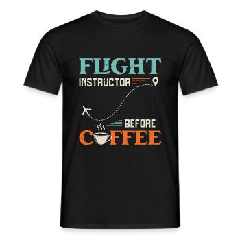 Instructeur de vol avant l’amateur de café de l’aviation - T-shirt homme - noir - Devant - AI Model Male 178 light (178cm)