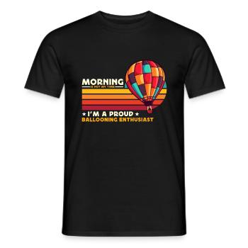Ballooning Enthusiast Morning Is Not My Aviation - Men's T-Shirt - black - Front - AI Model Male 178 light (178cm)