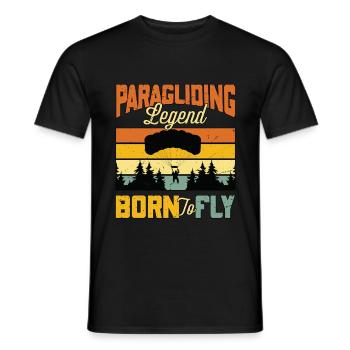 Parapente Légende du parapente Born To Fly Parachutiste - T-shirt homme - noir - Devant - AI Model Male 178 light (178cm)
