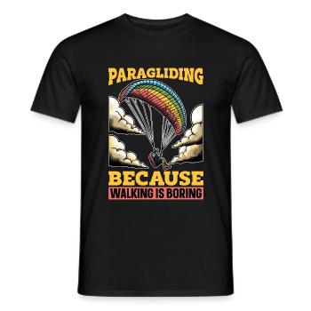 Parapente parce que marcher c’est ennuyer Parachutisme - T-shirt homme - noir - Devant - AI Model Male 178 light (178cm)