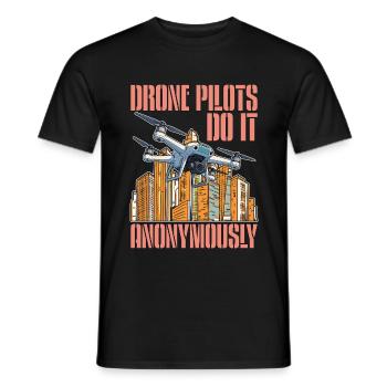 Drone Pilots Do It Anonymously Drone Operator - Men's T-Shirt - black - Front - AI Model Male 178 light (178cm)