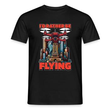 Drone Enthusiast I'd Rather Be Flying Aviation - Men's T-Shirt - black - Front - AI Model Male 178 light (178cm)