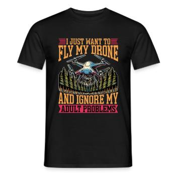 Passionné de drones, je veux juste voler opérateur de drone - T-shirt homme - noir - Devant - AI Model Male 178 light (178cm)