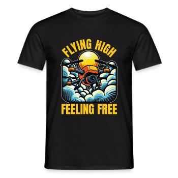 Drone Enthusiast Flying High Feeling Free Aviation - Men's T-Shirt - black - Front - AI Model Male 178 light (178cm)