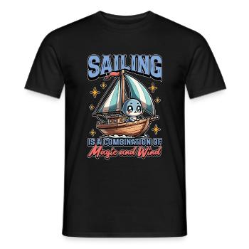 La voile est une combinaison de magie et de navigation - T-shirt homme - noir - Devant - AI Model Male 178 light (178cm)
