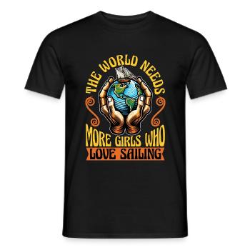 Sailing The World Needs More Boating Sailing Ship - Men's T-Shirt - black - Front - AI Model Male 178 light (178cm)