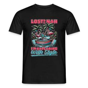 Navigation perdue non j’explore avec style nautisme - T-shirt homme - noir - Devant - AI Model Male 178 light (178cm)