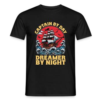 Capitaine de voile Le jour Rêveur La nuit Pêcheur - T-shirt homme - noir - Devant - AI Model Male 178 light (178cm)