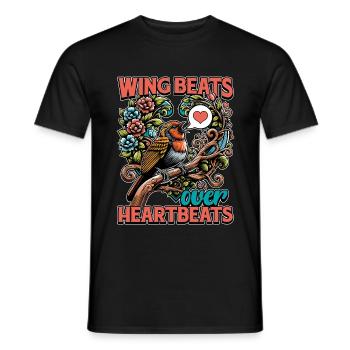 Ornithologie Battements d’ailes sur battements de cœur Zoologiste - T-shirt homme - noir - Devant - AI Model Male 178 light (178cm)