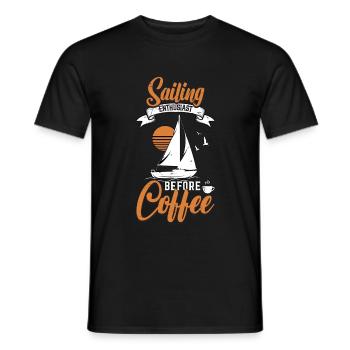 Sailing Enthusiast Before Boating Coffee Lover - Men's T-Shirt - black - Front - AI Model Male 178 light (178cm)