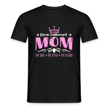 Maman passionnée de drones L’idole adore les courses de drones - T-shirt homme - noir - Devant - AI Model Male 178 light (178cm)