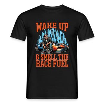 Car Racing Wake Up & Smell Race Track Car Lover - Men's T-Shirt - black - Front - AI Model Male 178 light (178cm)