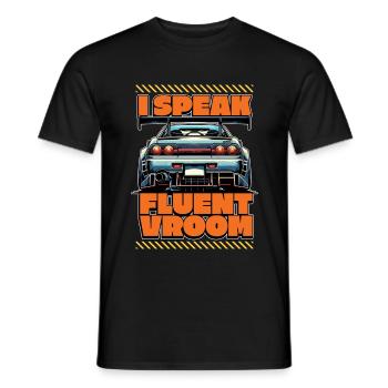 Course automobile Je parle couramment Vroom Aime les voitures de sport - T-shirt homme - noir - Devant - AI Model Male 178 light (178cm)