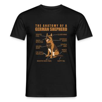 L'anatomie d'un berger allemand - propriétaire de chien - T-shirt homme - noir - Devant - AI Model Male 178 light (178cm)