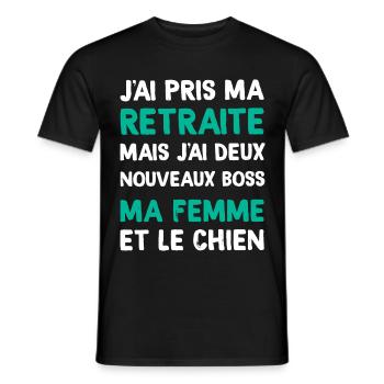 Homme retraite femme et chien, citation retraité - T-shirt homme - noir - Devant - AI Model Male 178 light (178cm)
