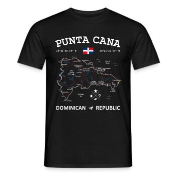 Punta Cana Map Dominican Republic Flag - Men's T-Shirt - black - Front - AI Model Male 178 light (178cm)