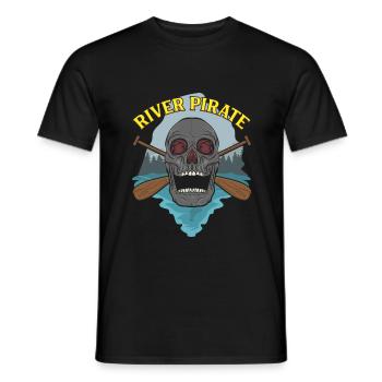 Kayak Kayak Rafting White Water Sports: River Pirate - Men's T-Shirt - black - Front - AI Model Male 178 light (178cm)