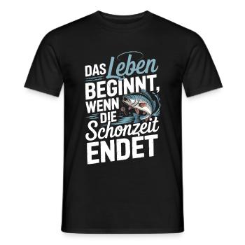Das Leben beginnt, wenn die Schonzeit endet Angeln - Männer T-Shirt - Schwarz - Vorne - AI Model Male 178 light (178cm)