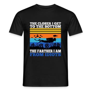 The closer i get to bottom the farther from idiots - Men's T-Shirt - black - Front - AI Model Male 178 light (178cm)