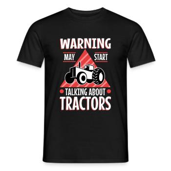 Warning may start talking about tractors - Men's T-Shirt - black - Front - AI Model Male 178 light (178cm)