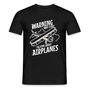 Avertissement peut commencer à parler d’avions - T-shirt homme - noir - Devant - AI Model Male 178 light (178cm)
