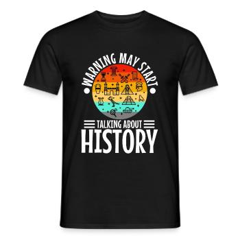Warning may start talking about history - Men's T-Shirt - black - Front - AI Model Male 178 light (178cm)
