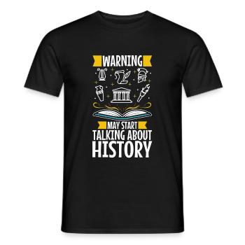 L’avertissement peut commencer à parler d’histoire - T-shirt homme - noir - Devant - AI Model Male 178 light (178cm)