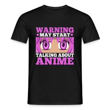 Warning may start talking about anime - Männer T-Shirt - Schwarz - Vorne - AI Model Male 178 light (178cm)