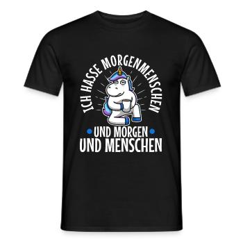 Ich hasse Morgenmenschen - Männer T-Shirt - Schwarz - Vorne - AI Model Male 178 light (178cm)