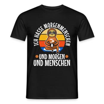 Ich hasse Morgenmenschen Faultier - Männer T-Shirt - Schwarz - Vorne - AI Model Male 178 light (178cm)