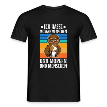 Ich hasse Morgenmenschen - Männer T-Shirt - Schwarz - Vorne - AI Model Male 178 light (178cm)