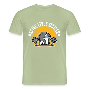 After Lives Matter - Men's T-Shirt - sage - Front - AI Model Male 178 light (178cm)