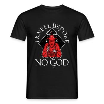 I Kneel Before No God, saten goat - Männer T-Shirt - Schwarz - Vorne - AI Model Male 178 light (178cm)