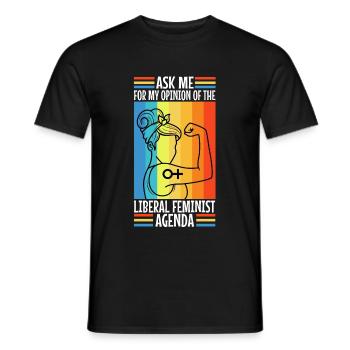 Ask me about my liberal feminist agenda - Men's T-Shirt - black - Front - AI Model Male 178 light (178cm)