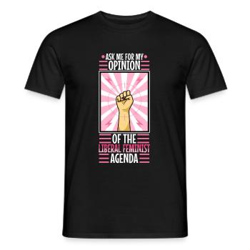 Ask me about my liberal feminist agenda - Men's T-Shirt - black - Front - AI Model Male 178 light (178cm)